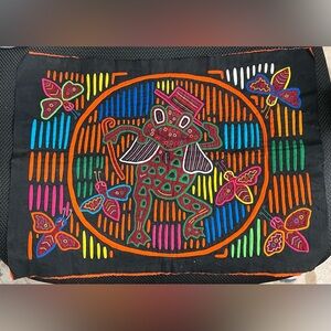 FROG - Dancing Frog hand embroidered - Colorful